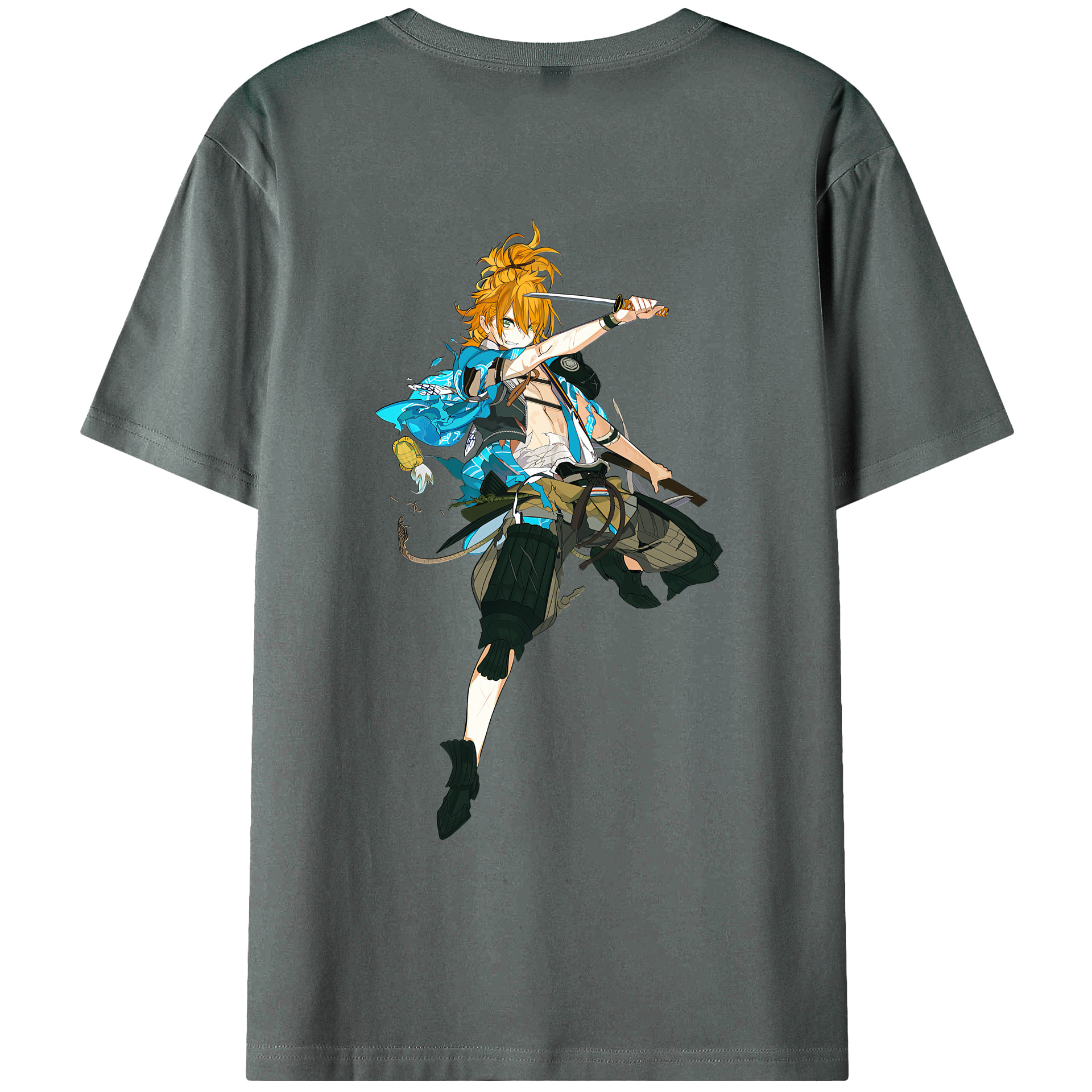 （画像用） 刀剣乱舞 Touken Ranbu 綿100％ メンズ半袖Tシャツ（バックプリント） 通気性